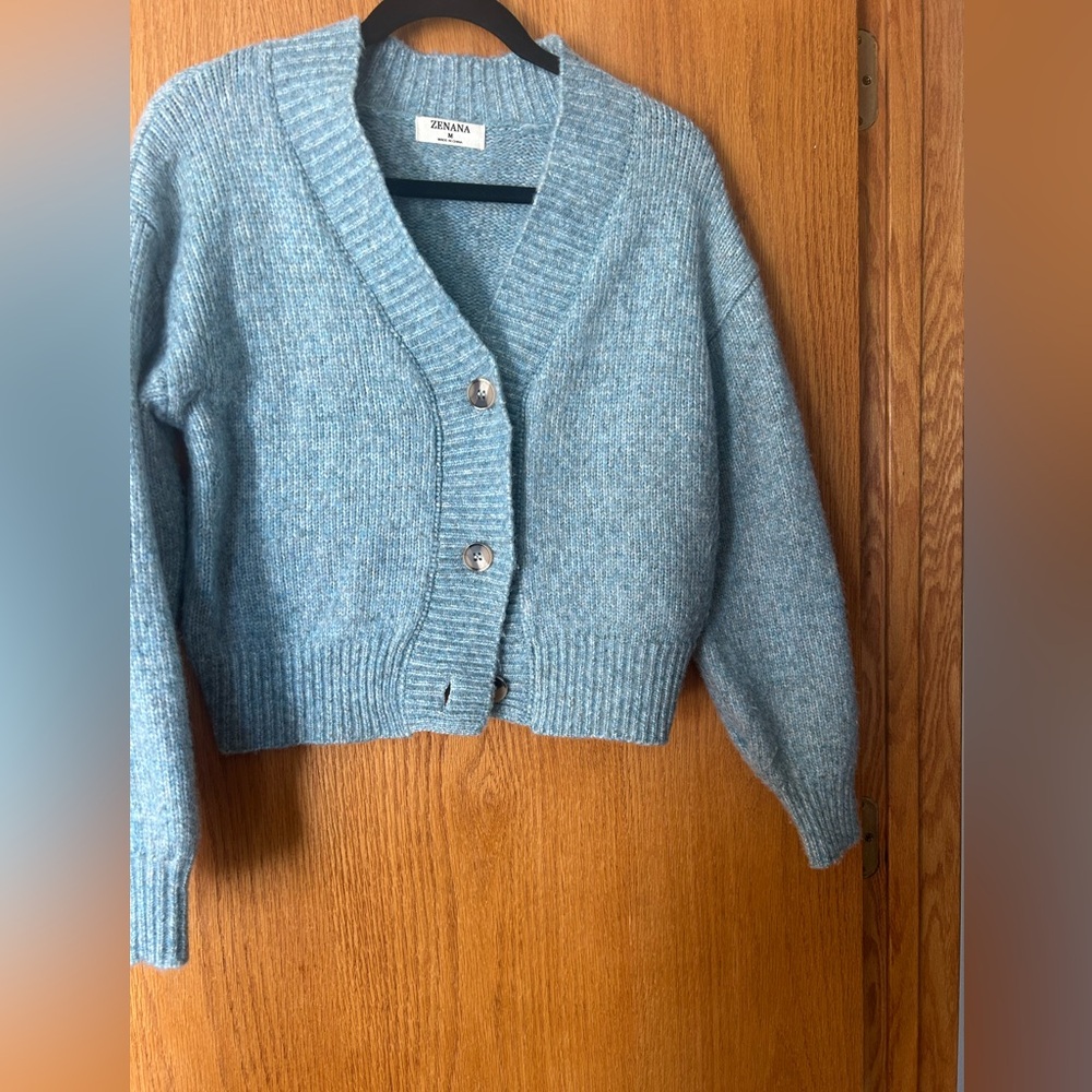 Zenana Outfitters Light Blue Cardigan Sweater